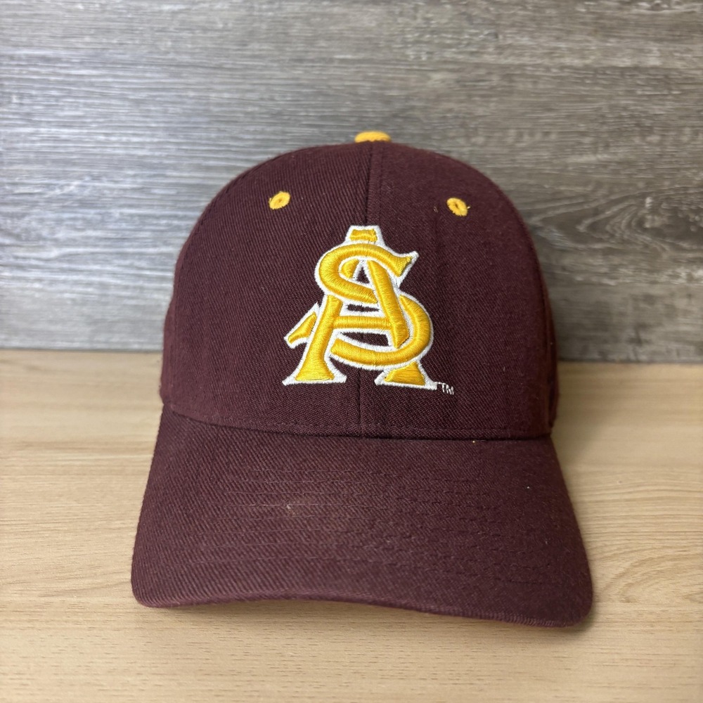 Arizona State Sun Devils Hat Cap Fitted Mens 7 3/8 Maroon Yellow NCAA Baseball